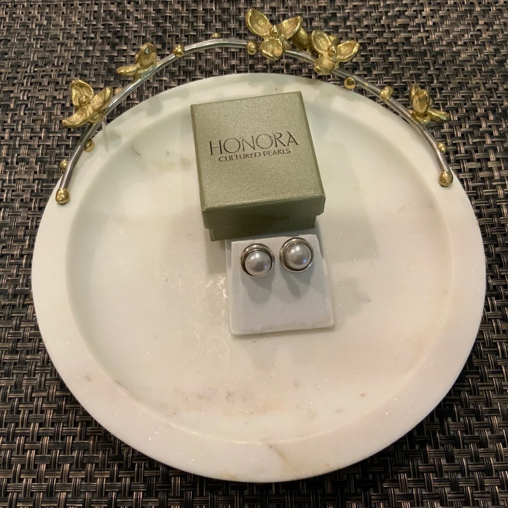 Honora Pearl Earrings with Removable Sterling Jackets, NIB